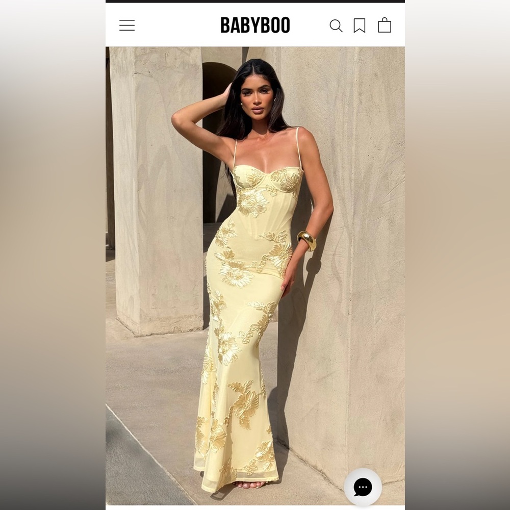 BABYBOO Yellow Embroidered Slip Prom Dress